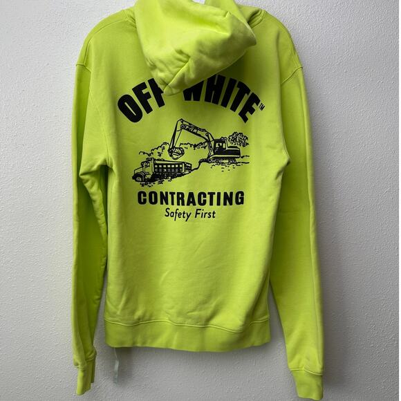 Off-White Contracting Graphic Print Hoodie Lime/Yellow Unisex S - Picture 7 of 15